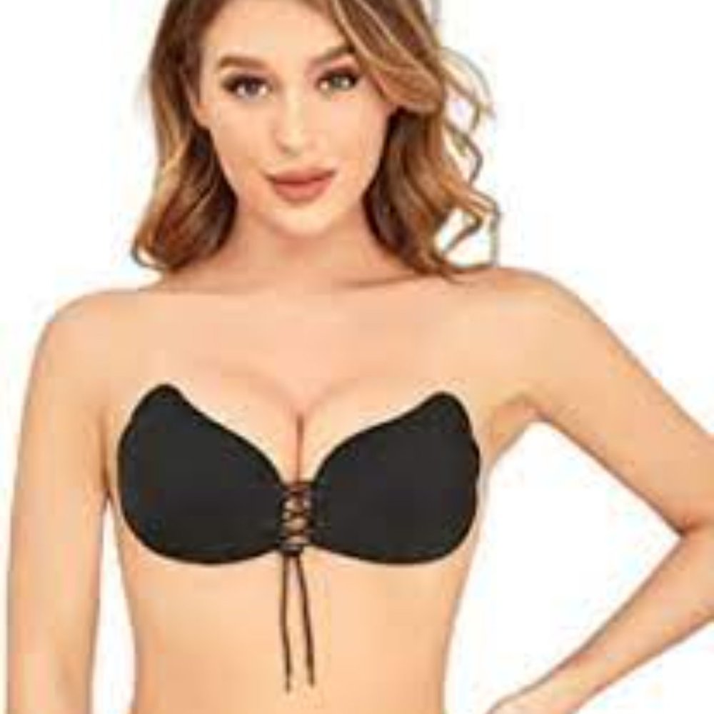 Huberloves Black U Bra Adheisive Sticky Bra Backless Bandage Bra NWT Size D